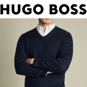 Hugo Boss Dark Blue V-Neck Sweater